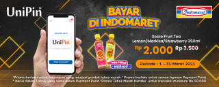Bayar UniPin Di Indomaret dan Dapatkan Tebus Murah Sosro Fruit Tea 350ml